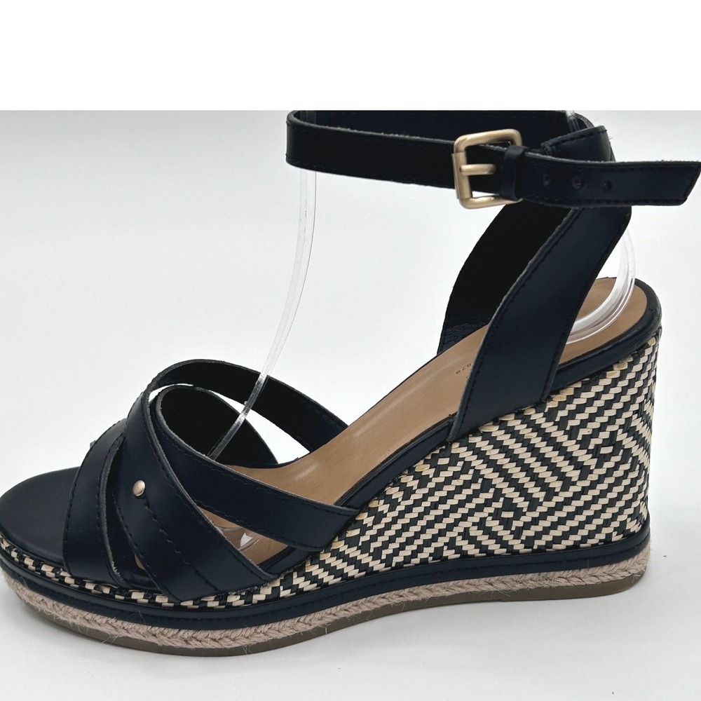 G.H. Bass Reece Ankle Strap Platform Wedge Espadrille Coastal Chic Euro Summer